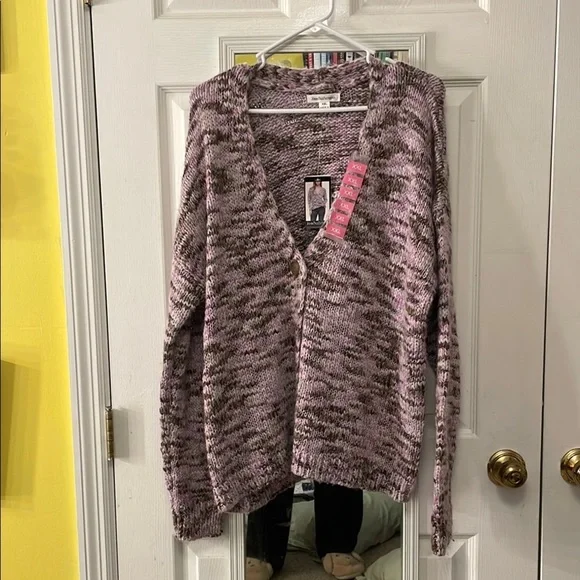 JohnPaulRichard Purple and Gray Cardigan with V-Neck and Long Sleeves - Picture 1 of 5